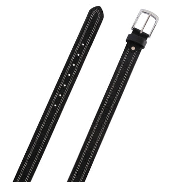 Mens Quad Stich Genuine Leather Belt - Casual Belt for Suits & Jeans, Single Prong Buckle -